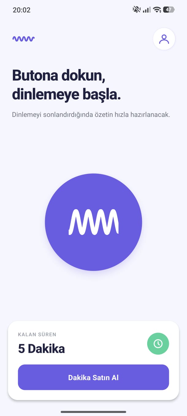 Dinle & Özetle uygulama ekran görüntüsü